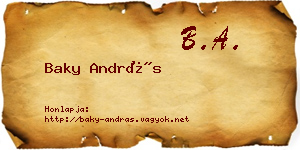 Baky András névjegykártya